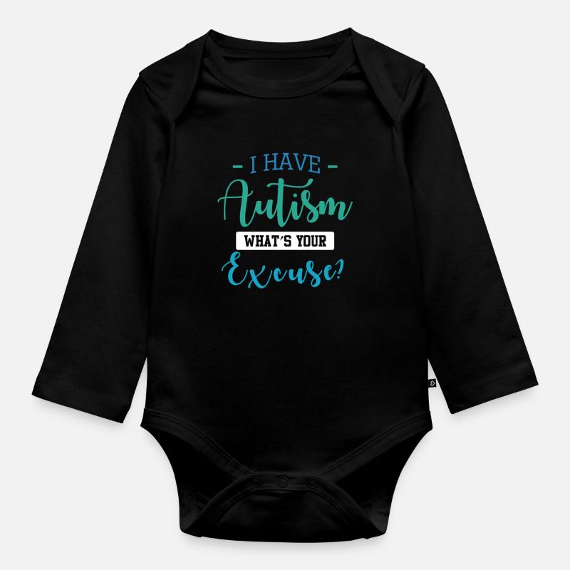 ich habe Autismus - Baby Bio-Langarm-Body - Schwarz