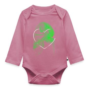 Heart with green smoke design - Organic Longsleeve Baby Bodysuit - mauve - Front
