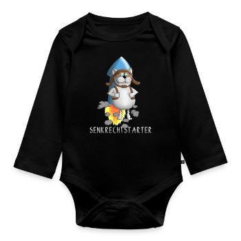 Funny rocket - take off - takeoff - Organic Longsleeve Baby Bodysuit - black - Front