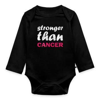 Plus fort que le cancer - Body Bébé bio manches longues - noir - Devant