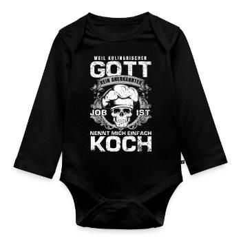 Koch - Kulinarischer Gott - Baby Bio-Langarm-Body - Schwarz - Vorne