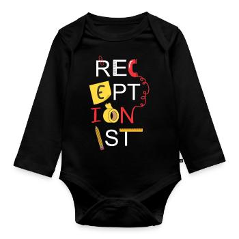 receptionist - Organic Longsleeve Baby Bodysuit - black - Front