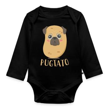 Funny Cute Dog Pug Potato T-Shirt - Body Bébé bio manches longues - noir - Devant
