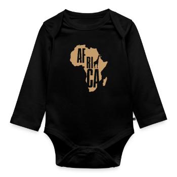 Continent Africa Giraffe - Organic Longsleeve Baby Bodysuit - black - Front
