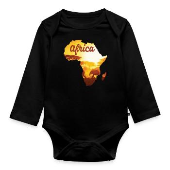 Afrika Elefant - Baby Bio-Langarm-Body - Schwarz - Vorne