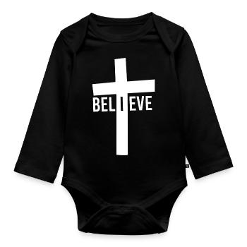 Glaube Vergebung Kreuz Jesus Geschenk Christlich - Baby Bio-Langarm-Body - Schwarz - Vorne