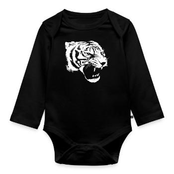 Tigre furieux - Body Bébé bio manches longues - noir - Devant