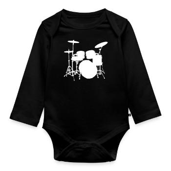 Trommeln - Baby Bio-Langarm-Body - Schwarz - Vorne
