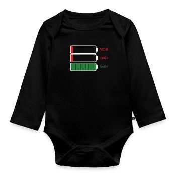 Maman Papa Baby - Body Bébé bio manches longues - noir - Devant
