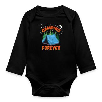 Camping pour toujours - Body Bébé bio manches longues - noir - Devant
