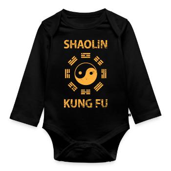 Shaolin Kung Fu - Body Bébé bio manches longues - noir - Devant