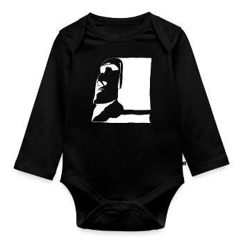 Moai - Organic Longsleeve Baby Bodysuit - black - Front