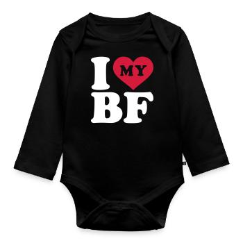 I love my boyfriend - Body Bébé bio manches longues - noir - Devant