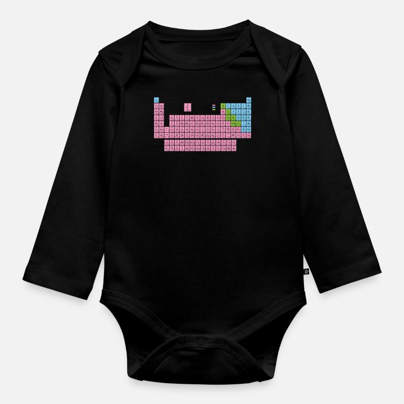 Tableau périodique - Body Bébé bio manches longues - noir