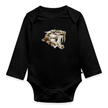 Säbelzahntiger Säbelzahn Raubkatze - Baby Bio-Langarm-Body - Schwarz - Vorne