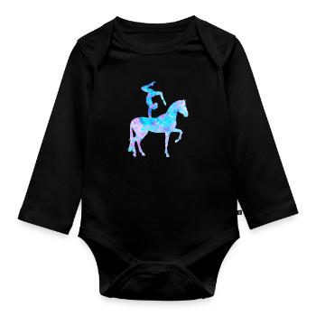 Cadeau Volti de cheval de saut - Body Bébé bio manches longues - noir - Devant