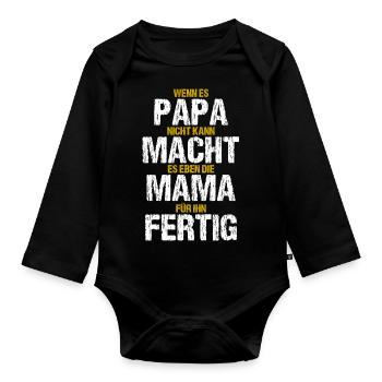 Papa Mama Lustiger Spruch Familie Witzige Geschenk - Baby Bio-Langarm-Body - Schwarz - Vorne