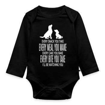Chien chiens drôles dictons drôles - Body Bébé bio manches longues - noir - Devant