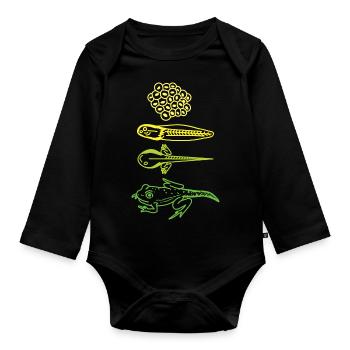 Life cycle of the frog tadpole - Organic Longsleeve Baby Bodysuit - black - Front