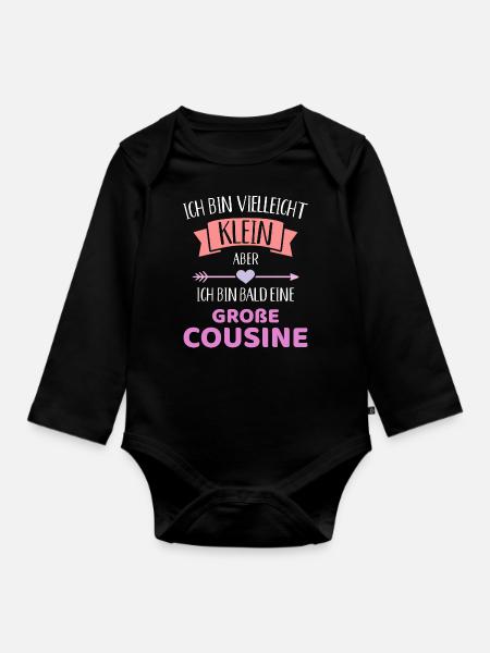 Große Cousine - Baby Bio-Langarm-Body - Schwarz