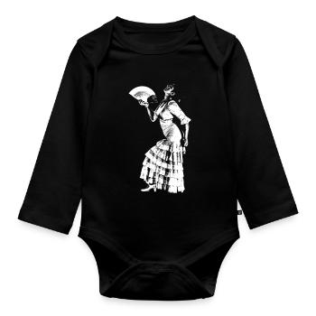 Flamenco Dancer Sevillana - Organic Longsleeve Baby Bodysuit - black - Front