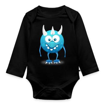 Bleu monstre - Body Bébé bio manches longues - noir - Devant