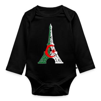 Paris Algeria - Organic Longsleeve Baby Bodysuit - black - Front