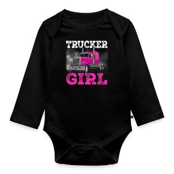 trucker girl truck driver's driver gift - Organic Longsleeve Baby Bodysuit - black - Front