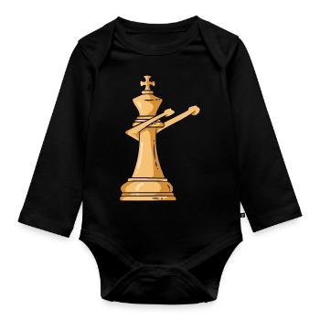 Funny Chess Player Gift Dabbing Chess Piece King - Baby Bio-Langarm-Body - Schwarz - Vorne