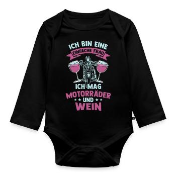 Frauen Motorrad Fahrerin Biker Girl Geschenk - Baby Bio-Langarm-Body - Schwarz - Vorne