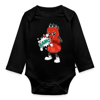Boxen Boxsack Boxkampf Boxtraining für einen - Baby Bio-Langarm-Body - Schwarz - Vorne