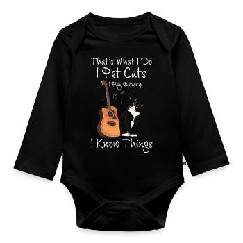 That's What I Do Cats Lover Guitar Ssay - Organic Longsleeve Baby Bodysuit - black - Front