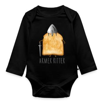 Toast poor knight - Organic Longsleeve Baby Bodysuit - black - Front
