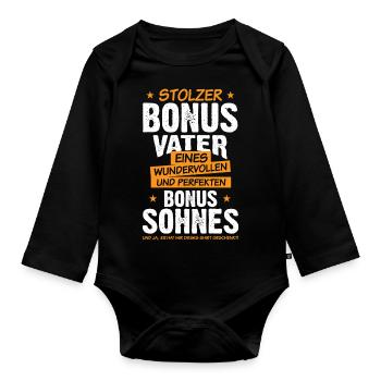Stiefvater stolzer Bonus Vater & Bonus Sohn - Baby Bio-Langarm-Body - Schwarz - Vorne