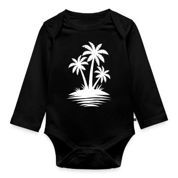 Palm Tree Island Beach Lover Gift - Summer Gift - Organic Longsleeve Baby Bodysuit - black - Front