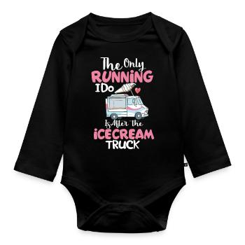 running after icecream truck je folg le camion de glace - Body Bébé bio manches longues - noir - Devant
