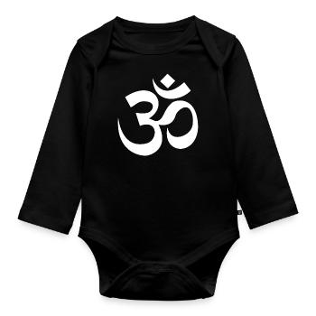 om symbole méditer bouddhisme symbole chakra - Body Bébé bio manches longues - noir - Devant