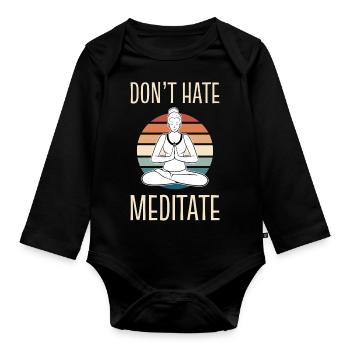Meditation Meditieren Yoga Yogi - Baby Bio-Langarm-Body - Schwarz - Vorne