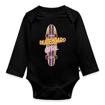 SKATEBOARD GIRL - Body Bébé bio manches longues - noir - Devant