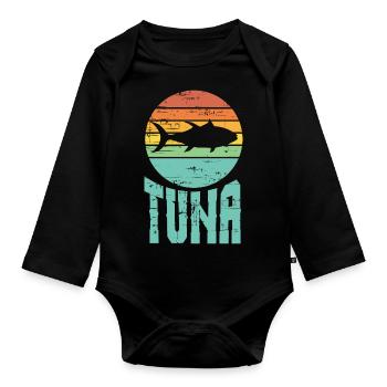 Vintage Tuna Artwork PêcheUr - Body Bébé bio manches longues - noir - Devant