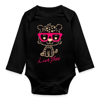 Leopard - Baby Bio-Langarm-Body - Schwarz - Vorne