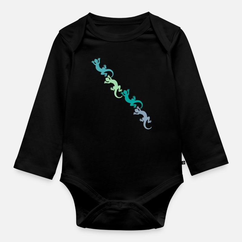 lizards - Organic Longsleeve Baby Bodysuit - black