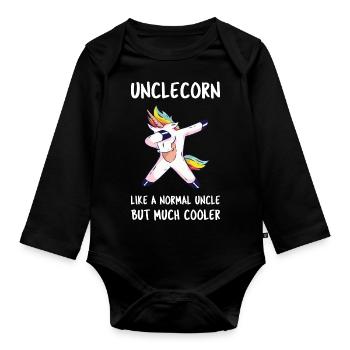 Unclecorn II - Génial Oncle Unicorn - Body Bébé bio manches longues - noir - Devant