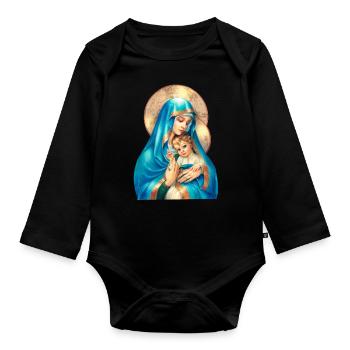 Maria Mutter Jesu - Christ - Baby Bio-Langarm-Body - Schwarz - Vorne
