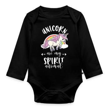 Unicorn Licorne Cheval Fabelwesen Unicorns - Body Bébé bio manches longues - noir - Devant