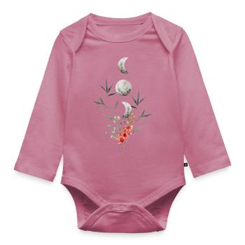 Floral Moon - Organic Longsleeve Baby Bodysuit - mauve - Front