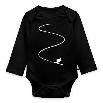 Alpine Ski skiers Ski slope Minimalist - Organic Longsleeve Baby Bodysuit - black - Front