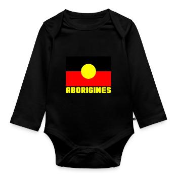 Aboriginal - Organic Longsleeve Baby Bodysuit - black - Front