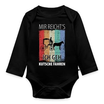 Kutscher Kutsche Pferdekutscher Kutschieren - Baby Bio-Langarm-Body - Schwarz - Vorne