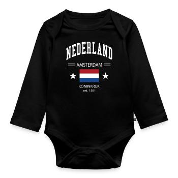 Niederlande - Baby Bio-Langarm-Body - Schwarz - Vorne